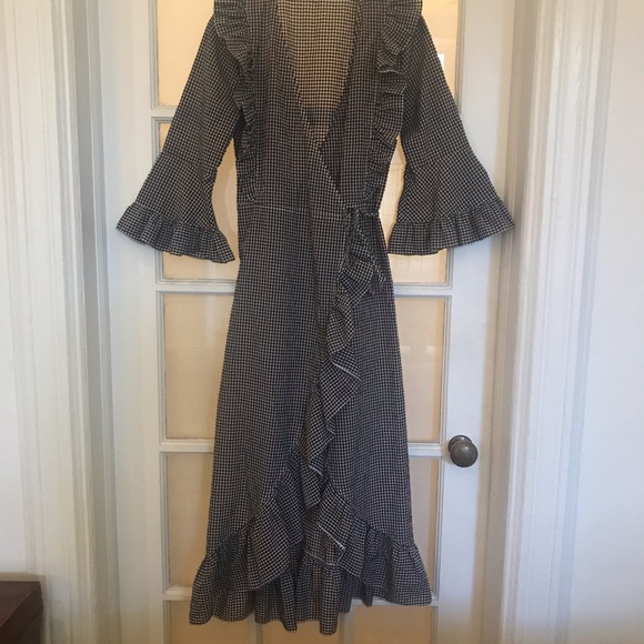 GANNI CHARRON GINGHAM WRAP DRESS - Picture 4 of 6